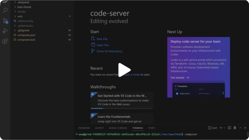 Work with Cloud IDEs - DevPanel