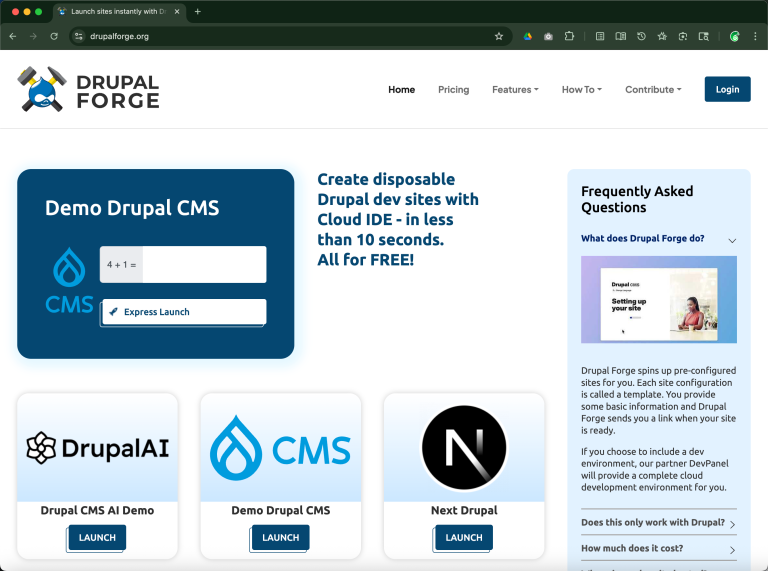Introducing DrupalForge: A Lightning-Fast Drupal Demo Platform Built on DevPanel