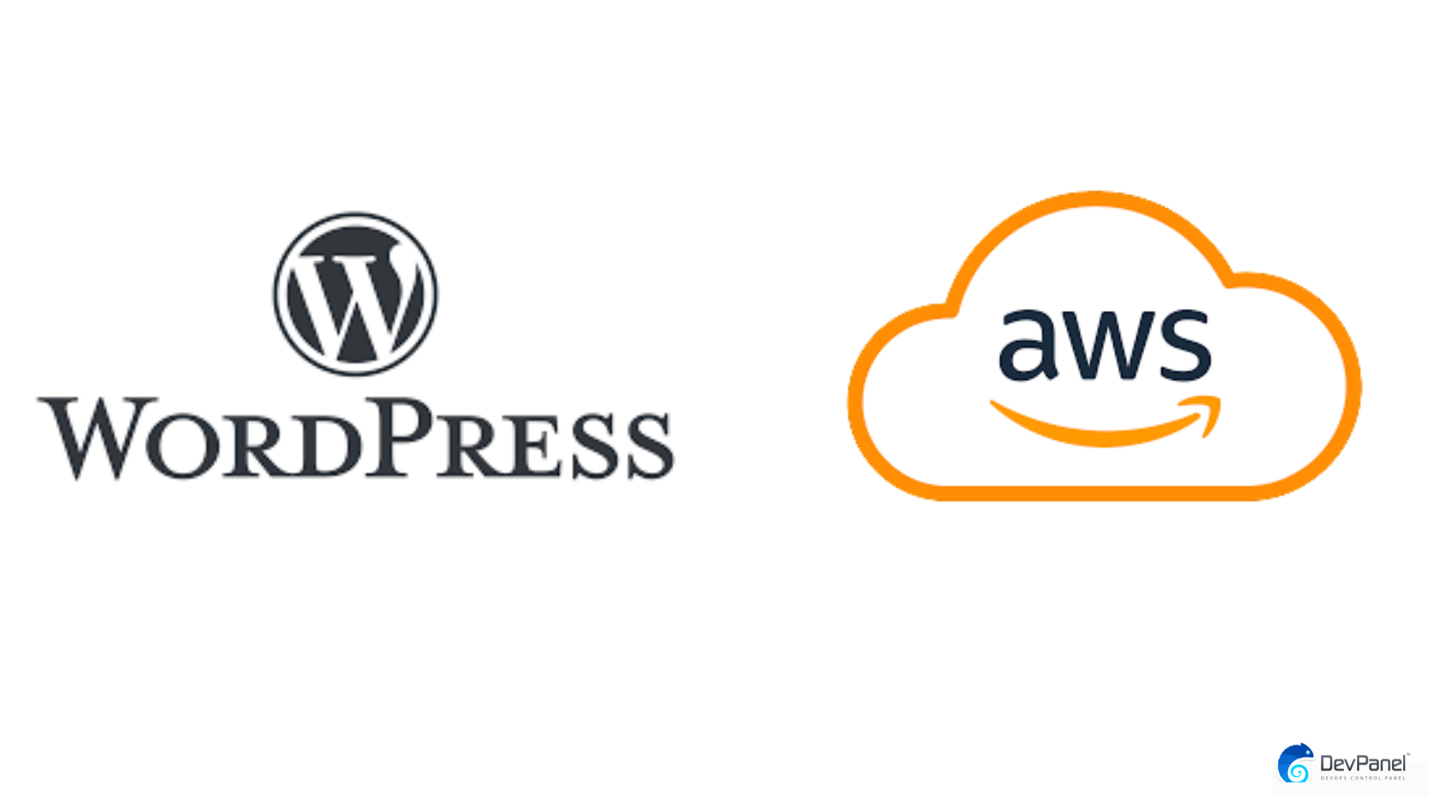 Comparison of WordPress and AWS logos for cloud hosting deployment.