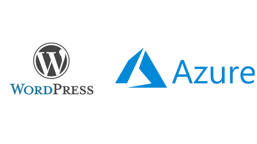 WordPress and Microsoft Azure logos displayed on a high-tech cloud background for a guide on Azure deployment strategies