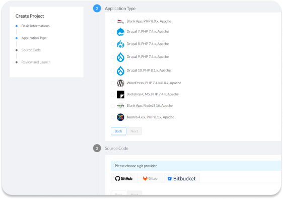 Prebuilt application examples for CMS sites that can be launched quickly into AWS with autoscaling using DevPanel.