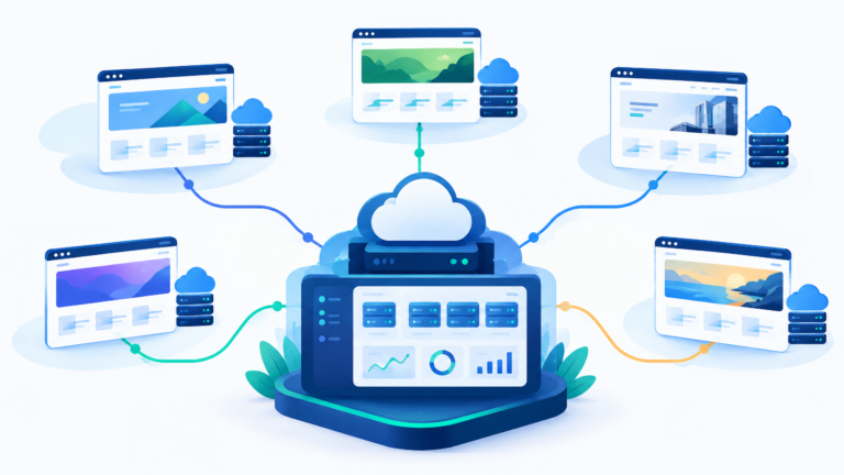 Centralized cloud operations hub managing multiple client website environments